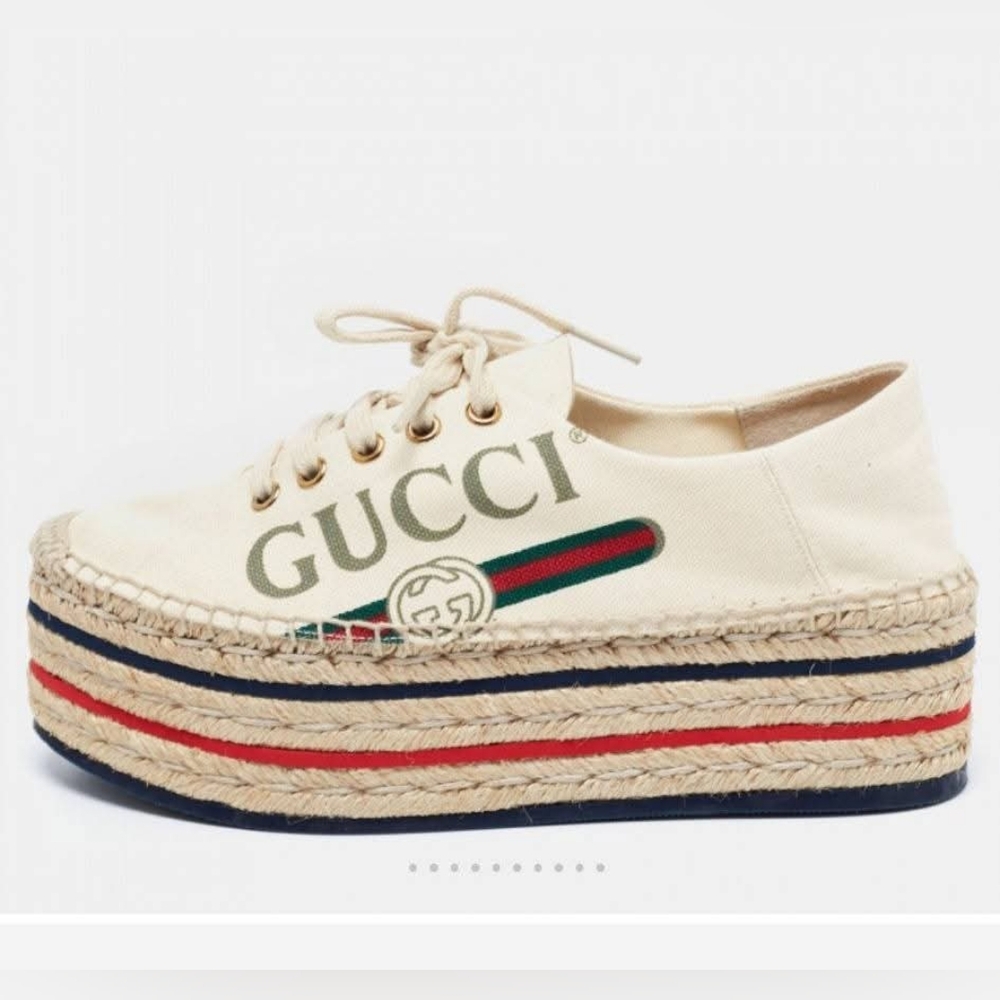 Gucci Web Accent Canvas Espadrille Sneakers size 38 - Picture 2 of 14